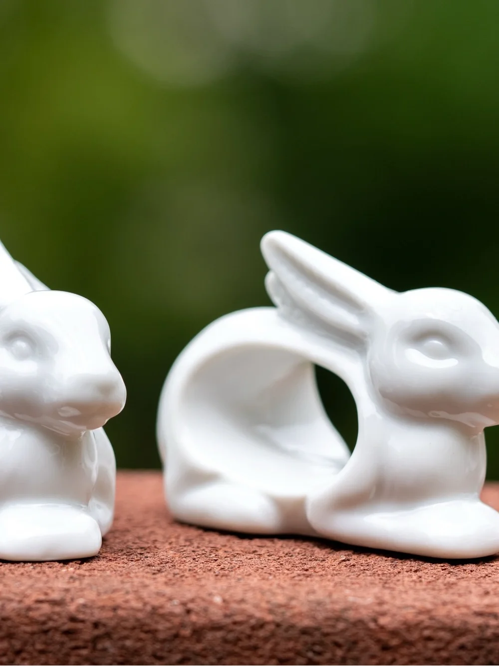 Vintage Japan White Porcelain Animal Napkin Rings Set of 8